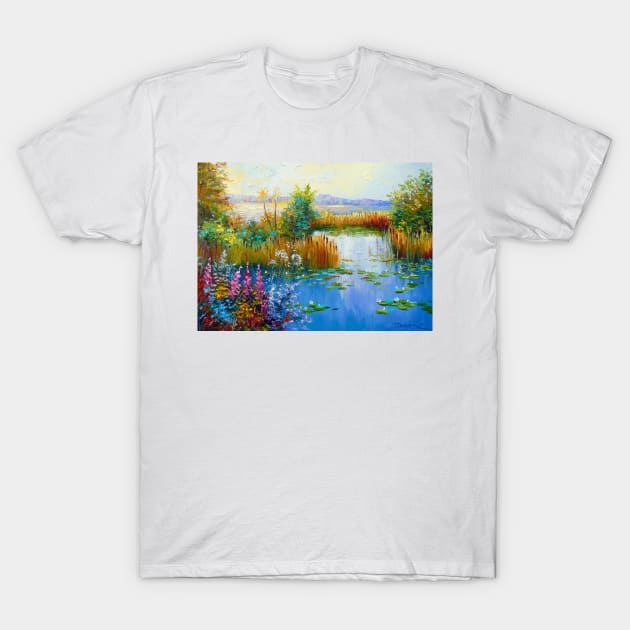 Flowers by the pond T-Shirt by OLHADARCHUKART